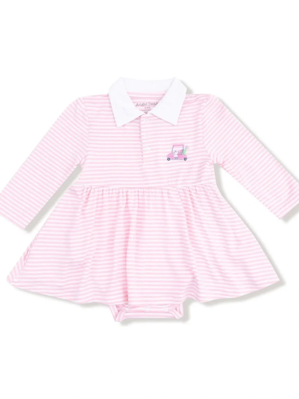 Angel Dear Pink Striped Golf Baby Dress Bodysuit 0-3 3-6 6-12 12-18 18-24 months